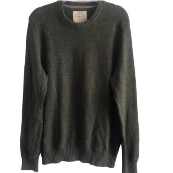 St. John's Bay Crew Neck Lg Sl Chunky Kn Sweater Olive Marl Green Sz.L NEW - Picture 2 of 8